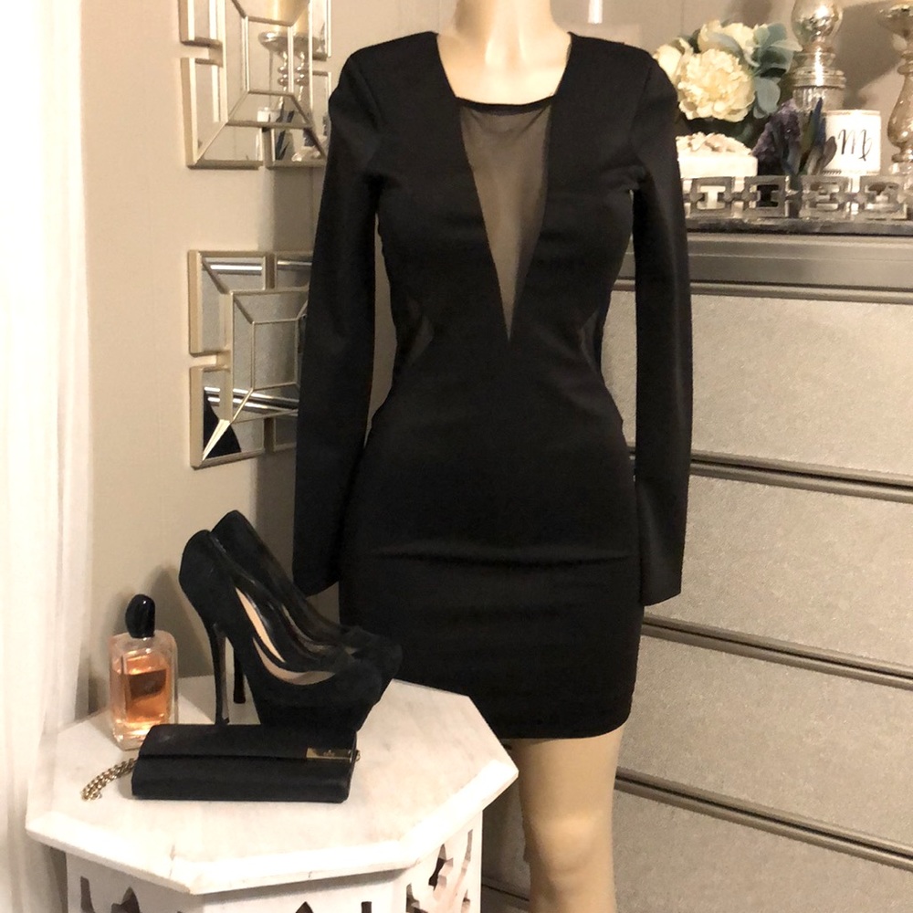 Arden B Mesh Cutout Scuba Dress